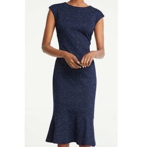 Ann Taylor Blue Ruffle Hem Work Dress